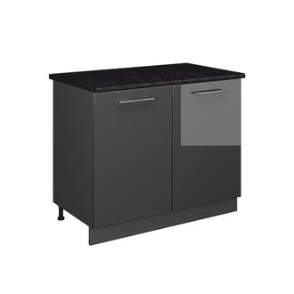 Vicco Mueble Bajo Para Fregadero Fame-line, Antracita Alto Brillo/antracita, 100 Cm, Et Antracita, Vicco