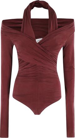 Andamane Yvonne body met gedrapeerde lange mouwen - Rood