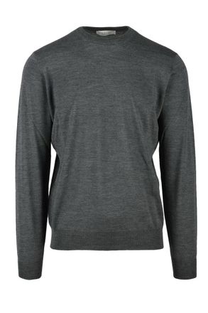 FILIPPO DE LAURENTIIS Grey Merino Wool Mens Crewneck Sweater