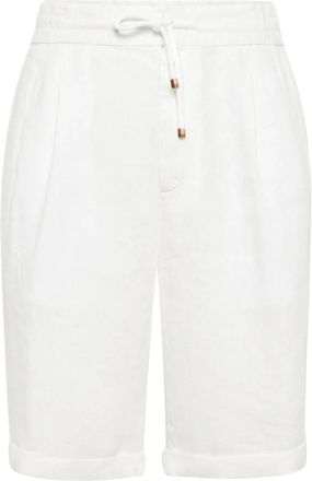 Brunello Cucinelli Korte Broeken, Heren, Wit, XL, Katoen, Stijlvolle Bermuda Shorts voor Mannen