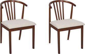 Beliani Set of 2 Dining Chairs CRAIG Wood Dark Brown/ Beige