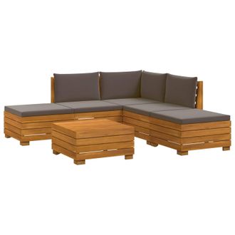 vidaXL Conjunto De Sof&aacute;s De Exterior Con Coj&iacute;n 6 Pieza Marr&oacute;n Vidaxl