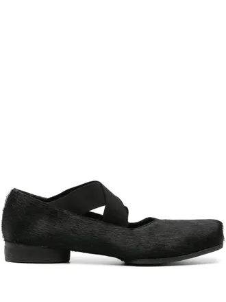 Uma Wang brushed-effect leather ballerina shoes - Black