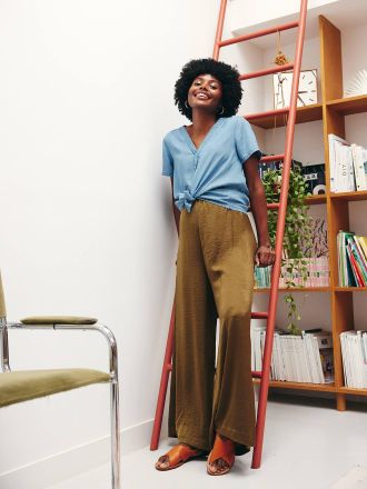 Vertbaudet Bluse f&uuml;r Schwangerschaft und Stillzeit aus Lyocell, Druckknopfverschluss blue stone