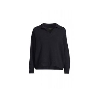 Max Mara Agre Wool Polo Sweater - Dames - V-hals truien - Blauw - L - Wol - Truien & Vesten