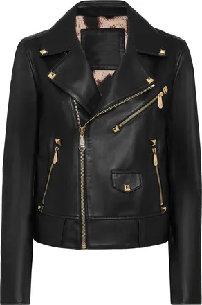 Philipp Plein Leather Biker Studs