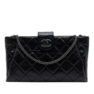 Chanel Pre-owned Quilted Crossbody Bag - Dames - Pre-owned - Zwart - Maat: ONE Size Leer