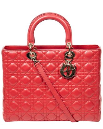 Dior Red Cannage Lambskin Leather Large Lady Dior Zip, Never Carried (Authentic Pre-Loved)