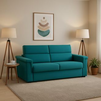 Dmora Sof&aacute; Cama 2 Plazas Tenna, Desenfundable, Con Caj&oacute;n Made In Italy, Apertura Abatible, 185x95 Cm Azul