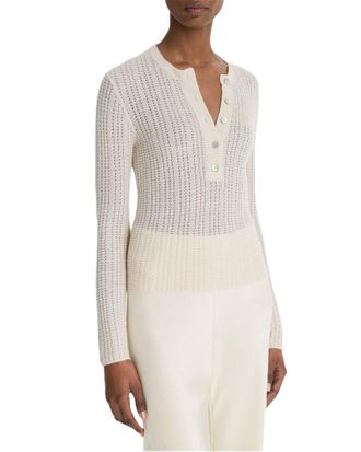 Vince Waffle Knit Cashmere & Silk-Blend Henley