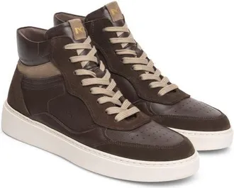 Nero Giardini High Top Retro Leather Sneaker in Chocolate at Nordstrom, Size 40
