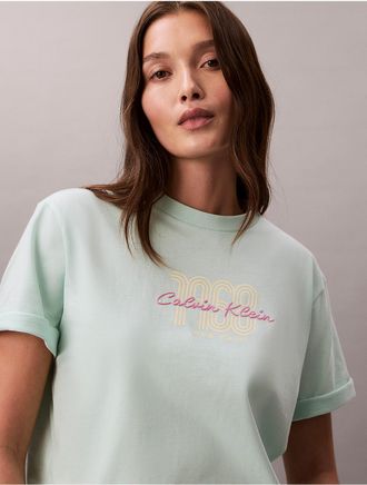Calvin Klein Jeans Calvin Klein Womens 1968 Logo Graphic Boxy T-Shirt - Green - XS