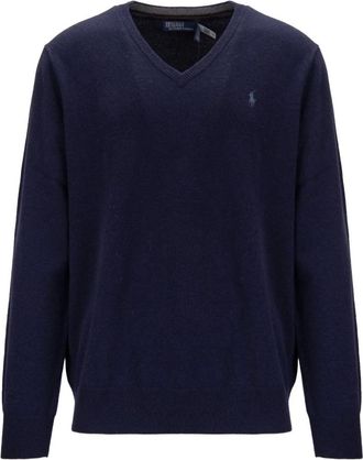 Ralph Lauren V-neck Knitwear, male, Blue, Size: L V-neck Knitwear