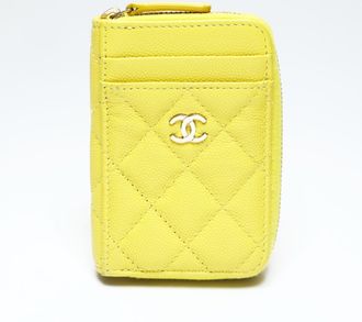 Chanel Yellow Grained Calfskin Coin Purse/Coin Case (Pre-Owned)