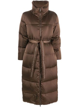PESERICO Monili-chain belted puffer jacket - Brown
