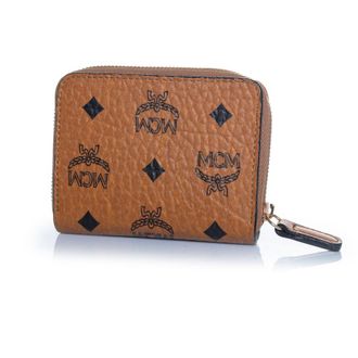 MCM Pre-owned Womens MCM, brown zip around wallet in monogram Leather - One Size