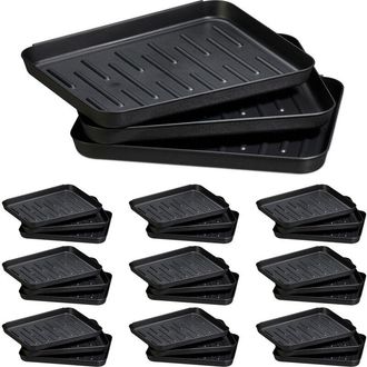 Relaxdays Relaxdays Pack De 30 Bandejas Zapatos Antigoteo De Pl&aacute;stico, Polipropileno, Negro, 3 X 35 X 27 Cm