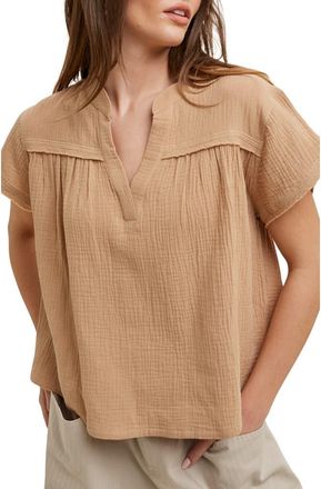 Wishlist Cotton Gauze Top in Mocha at Nordstrom Rack, Size Medium