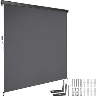 TecTake Toldo vertical con manivela, 2 soportes pared, 180x250 cm, negro