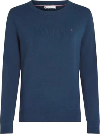 Tommy Hilfiger Co Jersey Fine GG LS C-Nk SWT - Dames - Ronde hals truien - Blauw - S - Katoen - Truien & Vesten