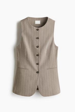 H&M Long Waistcoat in Taupe/pinstriped at Nordstrom, Size Xx-Large