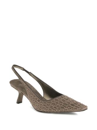 Brunello Cucinelli The City slingback pumps - women - Leather/Suede/Leather - 37 - Brown