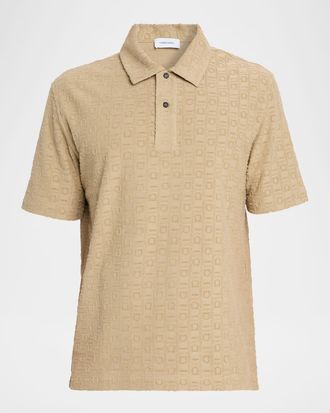 Ferragamo Mens Cotton Jacquard Gancini Monogram Polo Shirt
