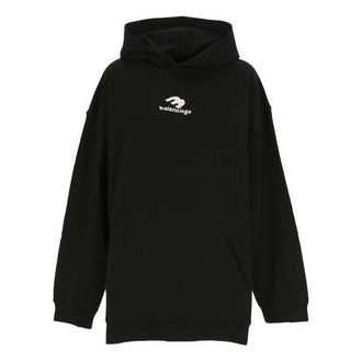Balenciaga New Logo Popover Hoodie Black White 570811TNVH21070