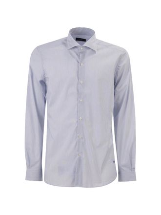 Fay Deep Blue Stretch Cotton Shirt