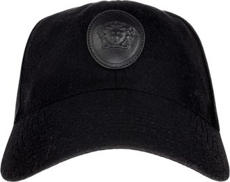 Versace Cashmere & Wolle Baseball Cap - unisex - Petten - Zwart - 60 CM - Wol - Accessoires