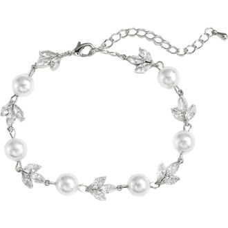 Untamed Petals Forever Pearl and Crystal Bracelet in Silver at Nordstrom