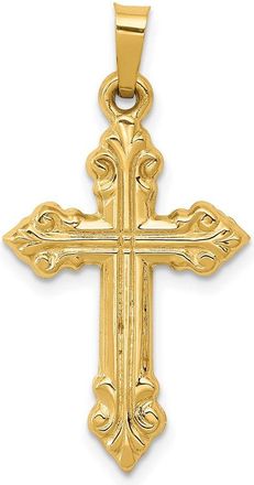 Diamond2Deal 14k Yellow Gold Brushed and Polished Budded Cross Pendant