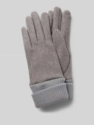 Eem Fashion Handschuhe mit gerippten Abschl&uuml;ssen in Mittelgrau Melange, Gr&ouml;&szlig;e M