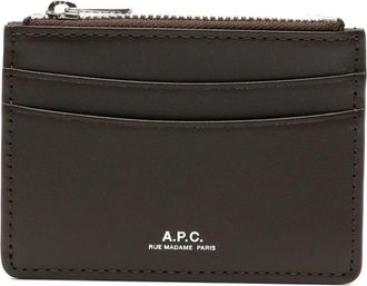 A.P.C. Paris Cardholder - Heren - Portefeuilles - Bruin - ONE Size - Leer - Accessoires