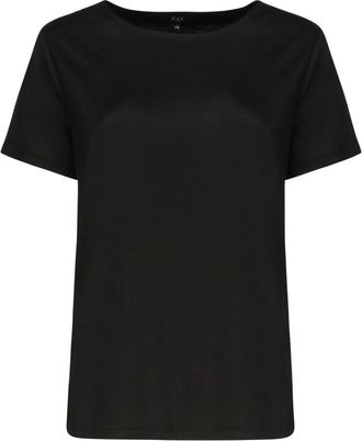 Fay Zwarte T-shirts en Polos met Boothals - Dames - T-shirts - Zwart - L - Tops