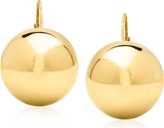 Ross-Simons Italian 18mm 18kt Gold Over Sterling Ball Drop Earrings