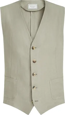Brunello Cucinelli Linen waistcoat in Sage at Nordstrom, Size 44 It