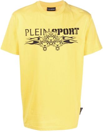 Plein Sport crew neck logo-print T-shirt - men - Polyester - XXXL - Yellow
