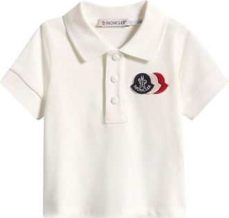 Moncler Kids Stretch Cotton Polo in White at Nordstrom, Size 18-24M