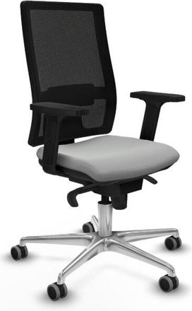 Piqueras y Crespo Piqueras Y Crespo - Horna sincro malla negra similpiel gris claro brazos 2D base aluminio ruedas 65mm engomadas