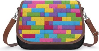 Generic Building Block Print Crossbody Bags for Women Shoulder Messenger Bag Purse Handbags