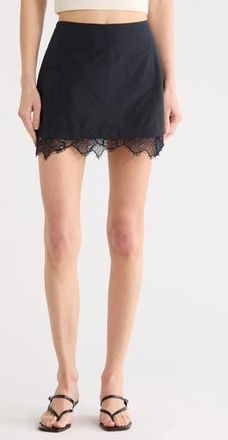 SIMKHAI Tobie Lace Trim Miniskirt in Midnight Multi at Nordstrom Rack, Size 00