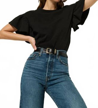 Nation Ltd Camille Ruffle Tee In Jet Black