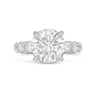 Diana M. Jewels Platinum lab grown 20ct Lab Grown Round Diamond Halo Ring with Diamond Accents