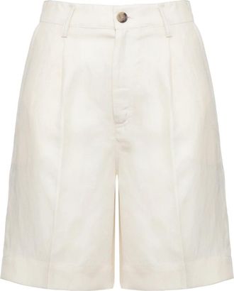 Woolrich Lyocell Linen Shorts - Dames - Korte Broeken - Beige - W27 - Linnen - Korte Broeken