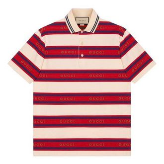 Gucci SS21 Gucci Stripe Logo Polo Ivory Red 645258-XJC6I-9209