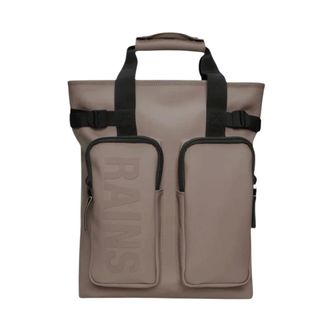 Rains Texel Tote Backpack - Heren - Tassen - Beige - Maat: ONE Size Poliester