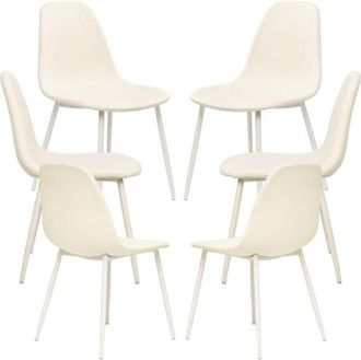 Regalos Miguel Packs Sillas Comedor - Pack 6 Sillas White Teok Tela - Blanco