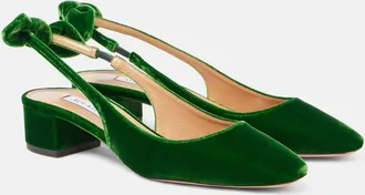 Aquazzura Very Bow Tie 35 velvet slingback pumps
