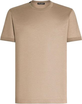 Dolce & Gabbana Tops, Heren, Beige, L, Stijlvol T-shirt met uniek ontwerp